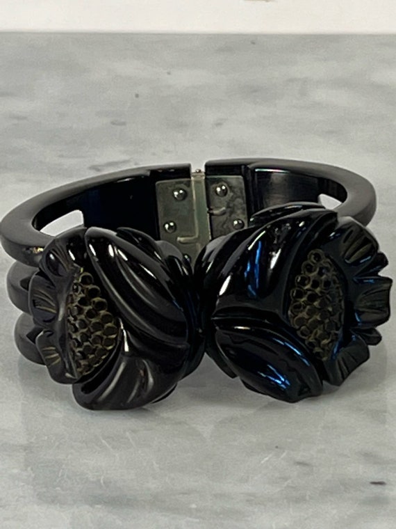 Art Deco Black Bakelite Cuff Bracelet