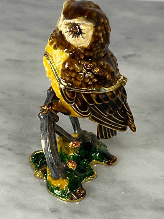 Vintage Enameled Owl Trinket Box - image 5
