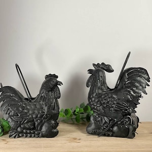 Vintage Metal Hen and Rooster Lanterns