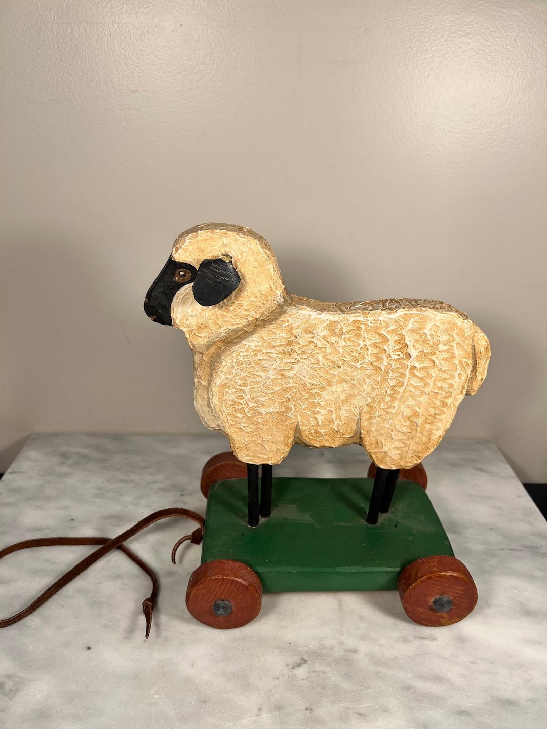 Vintage Wood Pull Toy Folk Art Signed by Artist - Etsy