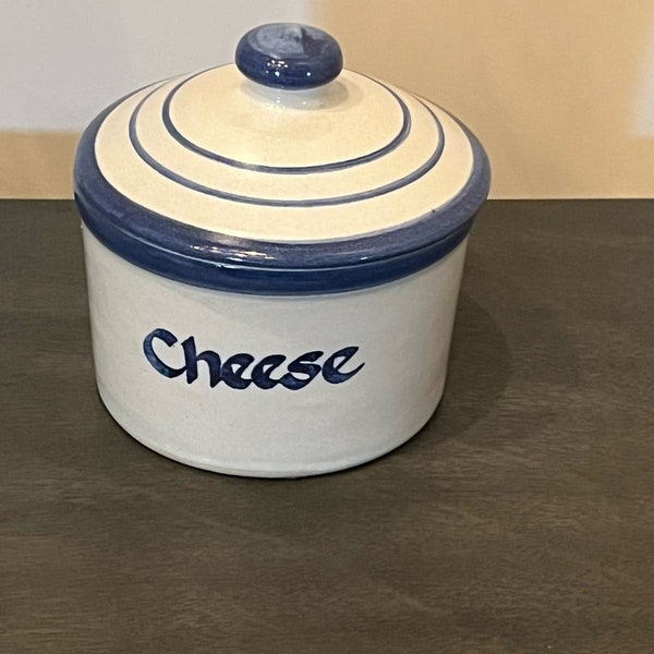 Louisville stoneware cheese Lidded jar canister Crock Vintage Read