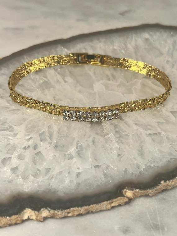 Vintage 14KGE Electroplated Rhinestone Bracelet