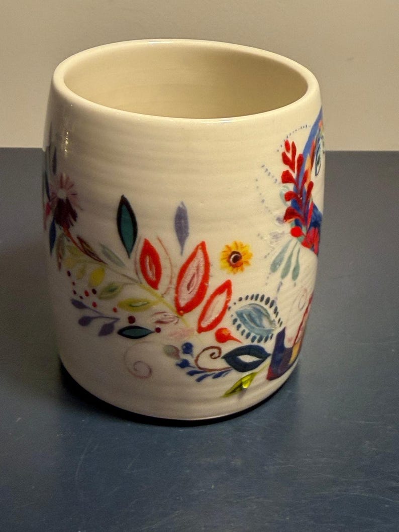 Anthropologie Starla M Halfmann Petal Palette Monogram Letter S Coffee Mug Cup afbeelding 5