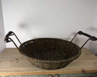 Vintage Basket with Metal Handles