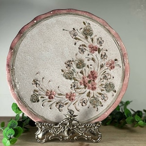 Vintage Ainring Keramik Handarbeit Austria Ceramic Floral Redware Plate Dish Bowl