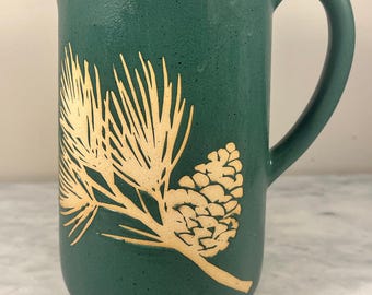 Studio Pottery Green Glazed Jug Pitcher