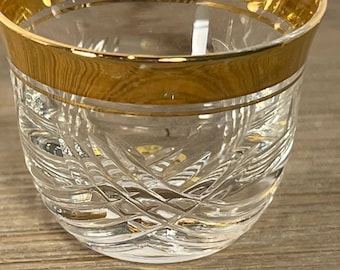 Vintage Small Crystal Gold Rimmed Turkish Shot Glass Toothpick Holder