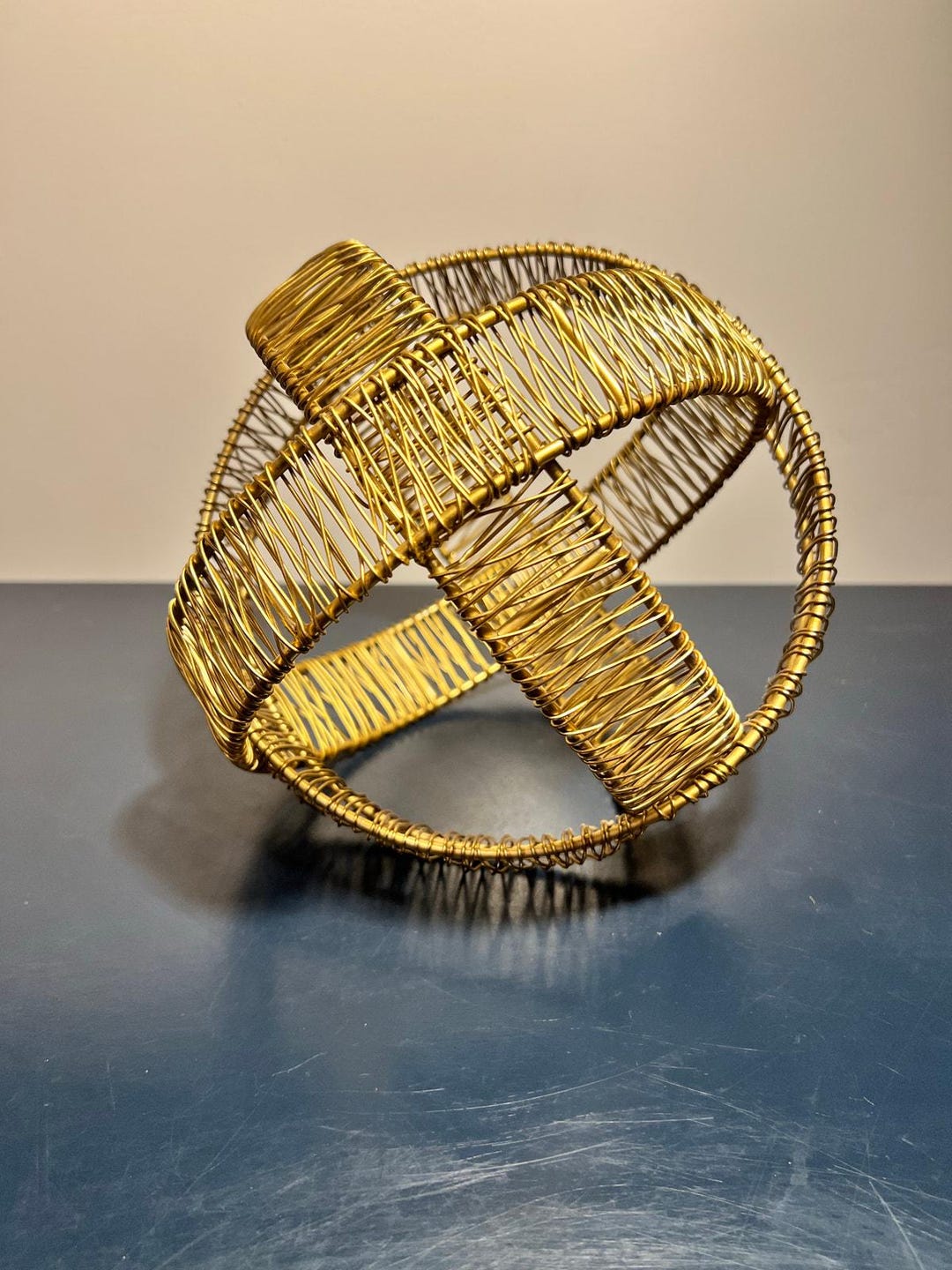 Wrapped Sphere Gold Tone Metal Sphere Sculpture Wire Wrapped - Etsy