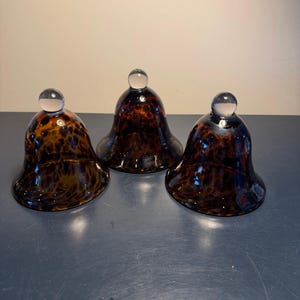 Vintage Handblown Glass Tortoise Shell Round Peg Votives Set of 3