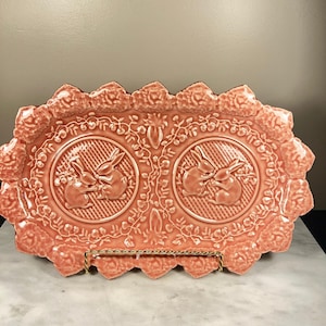 Bordallo Pinheiro Pink Rabbit Tray/Platter by Bordallo Pinheiro Made in Portugal