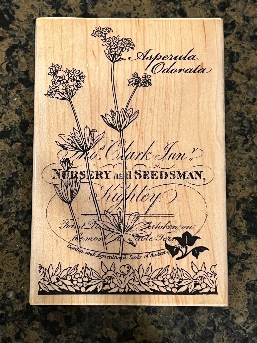 Vintage Wooden Rubber Stamp Flower Seed Etsy