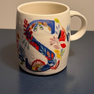 Anthropologie Starla M Halfmann Petal Palette Monogram Letter S Coffee Mug Cup afbeelding 1