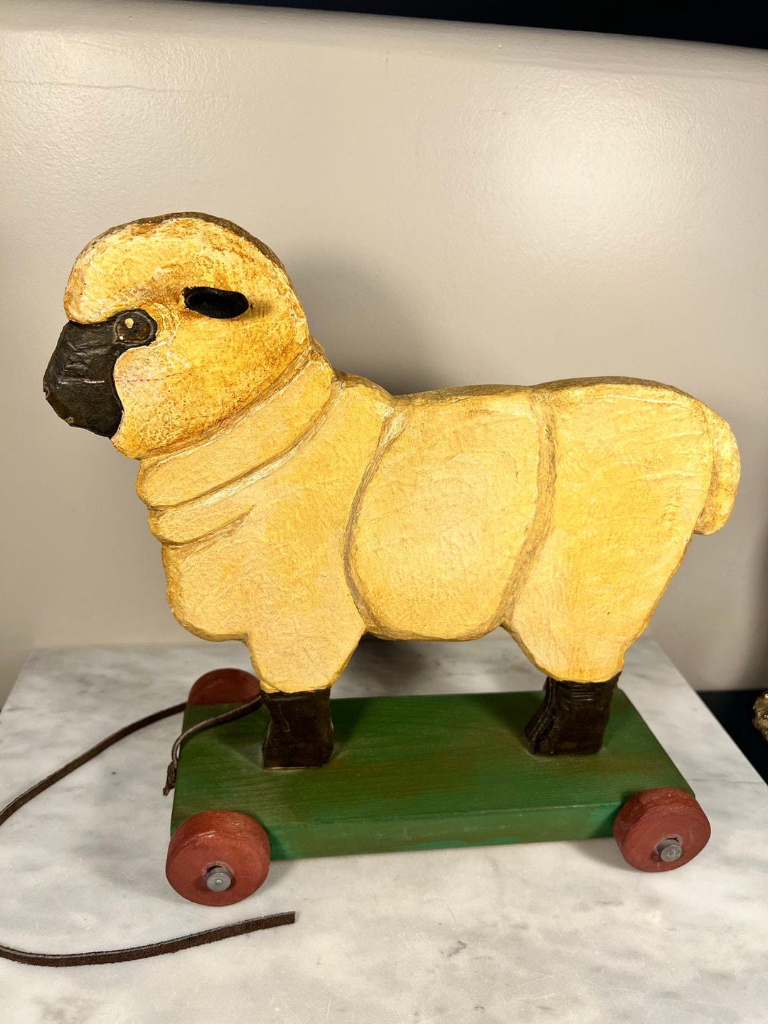 Vintage Wood Pull Toy Folk Art Signed by Artist - Etsy