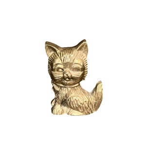 Vintage Brass Cast Kitten Figurine Paperweight