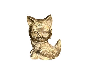 Vintage Brass Cast Kitten Figurine Paperweight