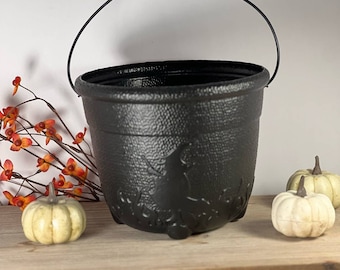 Vintage General Foam Black Witches Cauldron Plastic Bucket Blow Mold Halloween Witch Flames