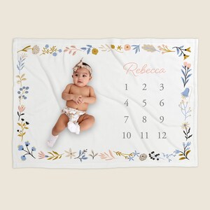 Milestone Baby Blanket, Personalized Baby Blanket, Custom Blanket, Baby Gift, Nursery Gift, New Baby Gift, Personalized Gift, Baby Nursery