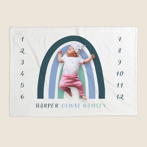 Milestone Baby Blanket, Personalized Baby Blanket, Baby Shower Gift, Custom Blanket, Baby Gift,  Personalized Gift, Modern Nursery Gift