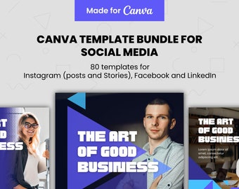 80 Canva-mallar för sociala medier, geometrisk design (digital nedladdning)