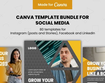 Canva-mallpaket för sociala medier – 80 geometriska designer (digital nedladdning)