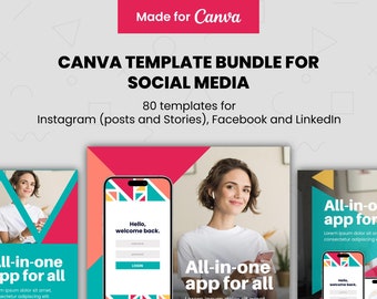 Geometriska Canva-mallar för sociala medier – 80 Instagram-, Facebook- och LinkedIn-designer