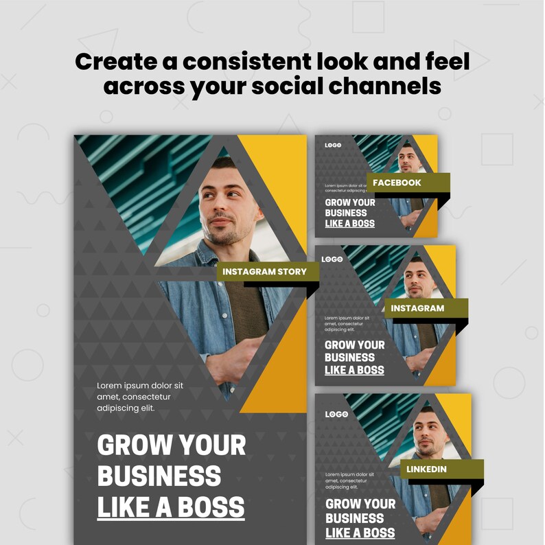 Canva Social Media Template Bundle – 80 Geometric Designs (digital ...