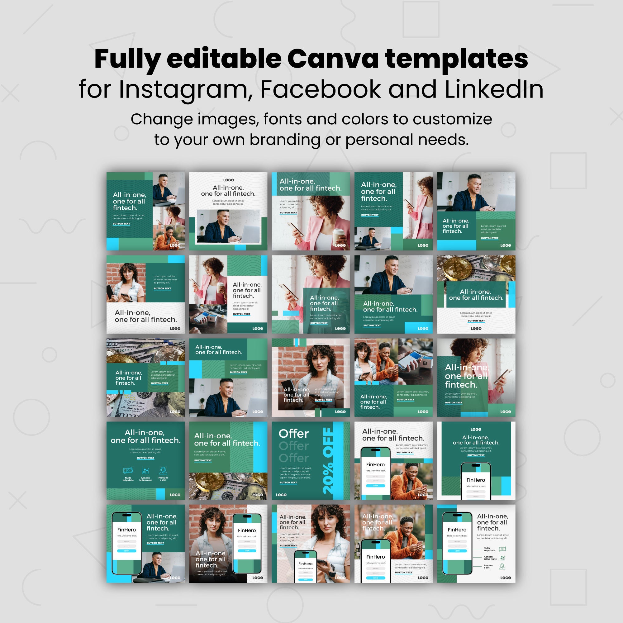 100 Canva Social Media Templates for Digital Marketing - Etsy