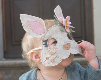 child and baby costume rabbit head mask in 100% wool