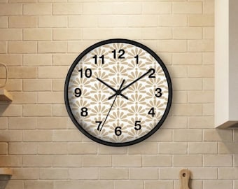 Kitchen Clock Farmhouse Cooking Timer Neutral Kitchen Decor Scandinavian Pantry Wall Accent Minimalist Beige Retro Pattern Design Idea