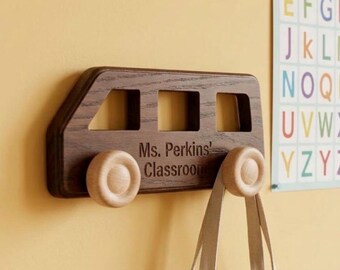 Personalize Nursery Wall Decor Add Name Wood Car Shape Hook Playroom Custom Backpack Holder Toddler Bedroom Truck Theme Decor