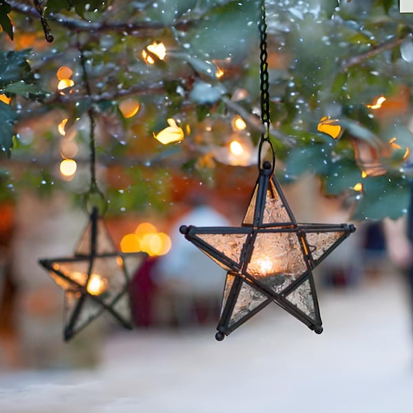 Black Lantern 8 in Star Wedding and Event Centerpiece Minimalist Black Lantern Decor for Holidays Hanging Christmas Home Decor Lantern Gift