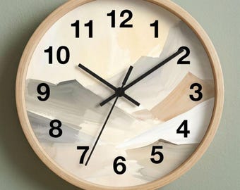 Living Room Silent Wall Clock Scandinavian Neutral Abstract Brushstroke Wall Clock Modern Minimalist Home Decor