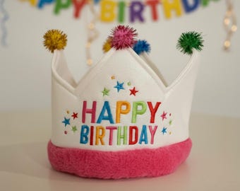 Birthday Hat and Tassel Banner Happy Birthday Crown First Birthday Party Supplies Colorful Felt Keepsake Set Toddler Gift Idea