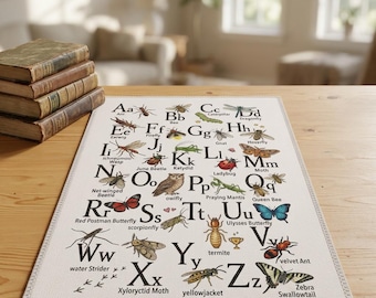 Insect Alphabet Area Rug Bug ABC Nursery Rug Educational Kids Playroom Décor