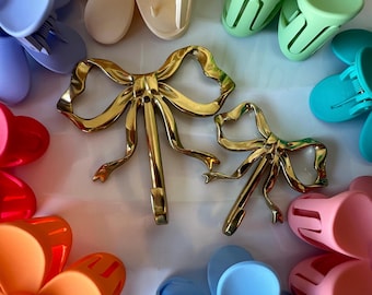Brass Bow Wall Hook Set Coquette Room Decor