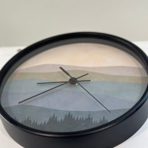 Minimalist Boho Wall Clock Mountain Minimalist Wall Decor Mid Century Clock for Living Room Gift for New Home Owner New Housewarming Present