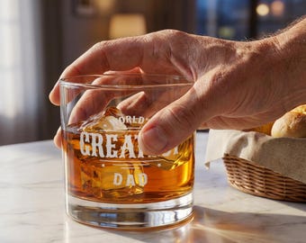 Fathers Day Custom Whiskey Glass Gift Engraved Name Rocks Glass Personalized Dad Gift Add Date for New Daddy Est Year Gift for Dad Idea