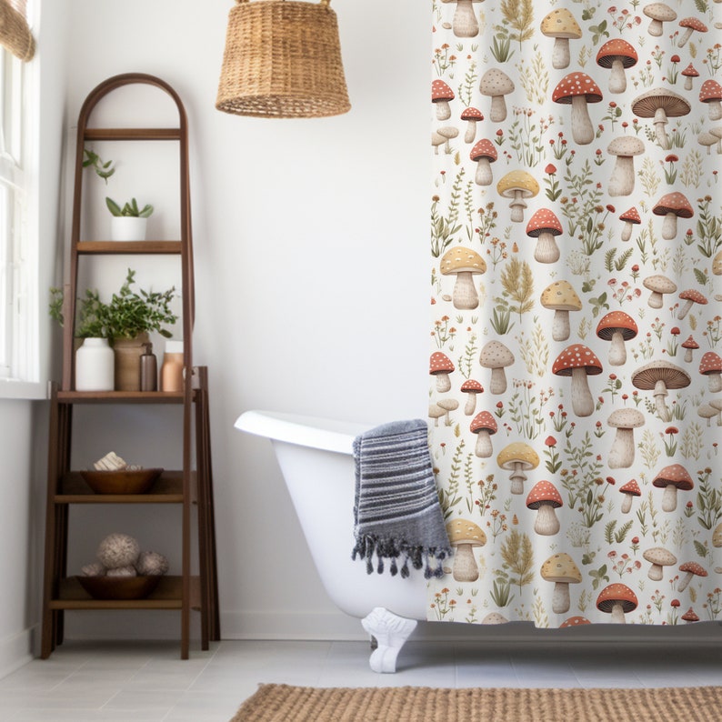 Mushroom Decor Aesthetic Shower Mushroom Bathroom Decor Cottagecore ...