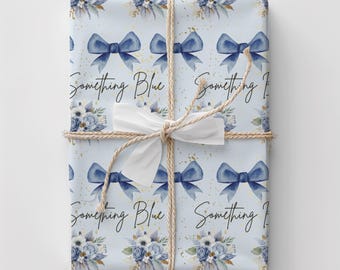 Something Blue Bridal Shower Gift Wrapping Paper Blue Bow