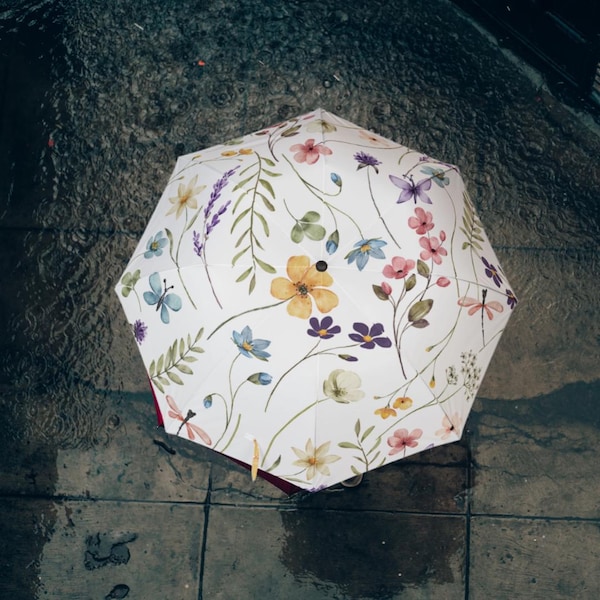 Butterfly Wildflower Umbrella Travel Accessory for Her Vacation Summer Travel Necessity for Mother Day Gift Idea from Daughter for Mom Gift