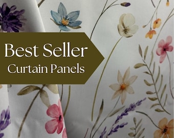 Wildflower Blackout Curtain Panel Set Bedroom Drape Living Room Window Treatment Floral Design Cottage Aesthetic Watercolor Pattern