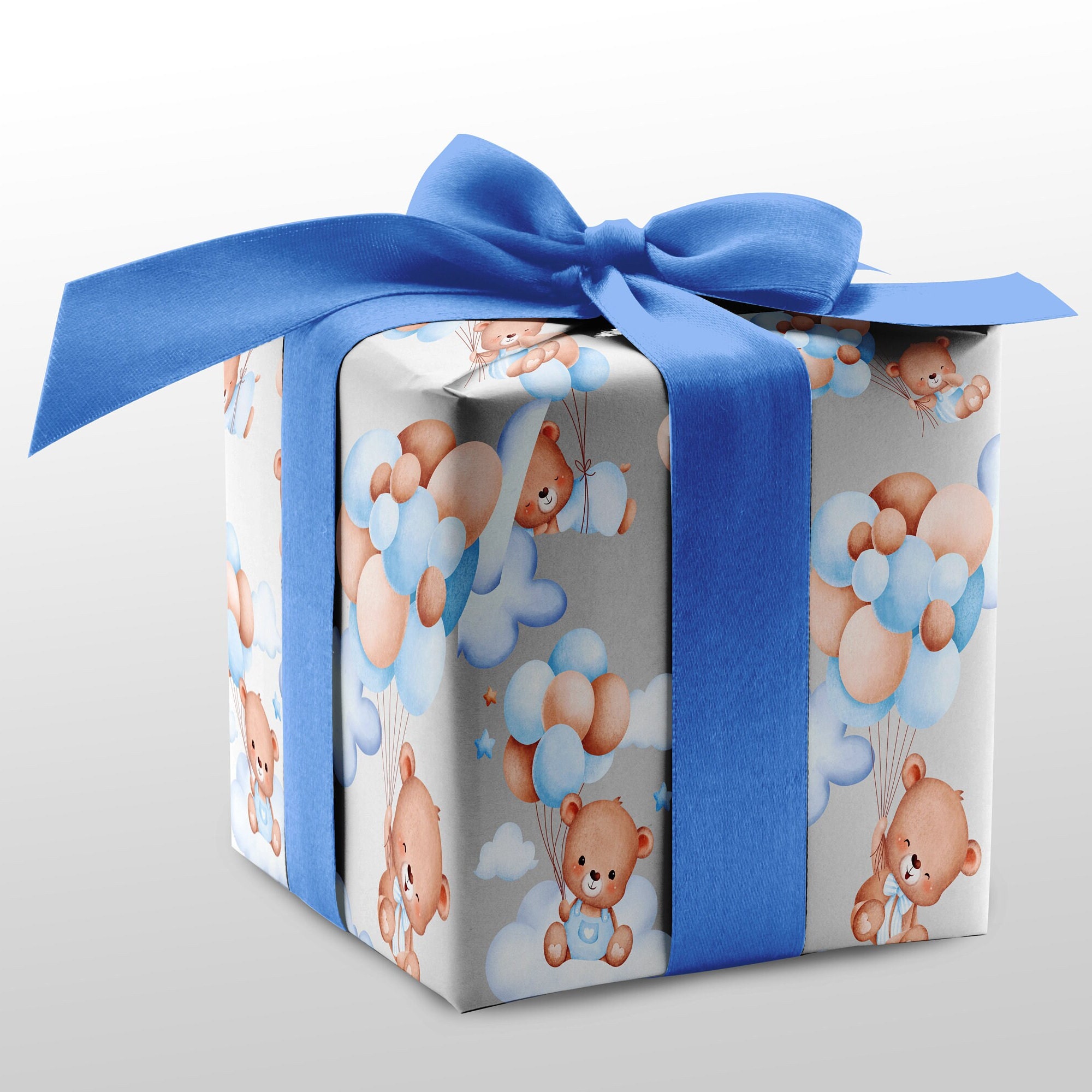 Baby Shower Gift Wrap: Baby Bear Blue Balloons - Etsy