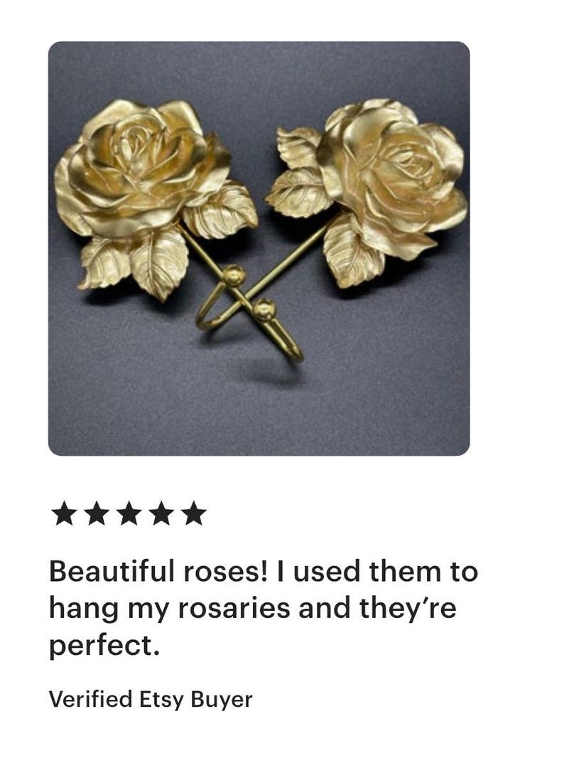 Rose Hook Wall Decorative Jewelry Hook Gold Color Durable Wall Decor for Necklace Holder Flower Design Victorian Aesthetic Gift Dorm Room image 13
