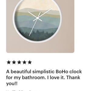 Minimalistyczny zegar ścienny w stylu boho, dekoracja ścienna w stylu górskim, zegar ścienny z połowy XX wieku do salonu, prezent dla nowego właściciela domu, prezent na parapetówkę zdjęcie 19
