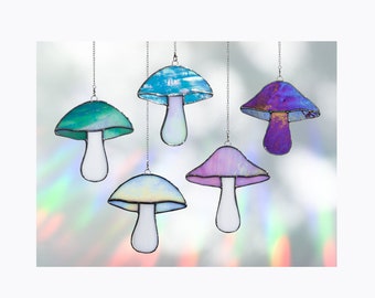 Mushrooms • IRIDESCENT • Stained Glass Suncatchers