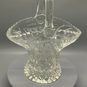 Vintage Cut Crystal Glass Basket with Handle