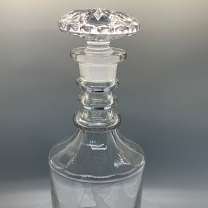 Vintage Etched Crystal Clear Glass Sailing Ship Whiskey Decanter