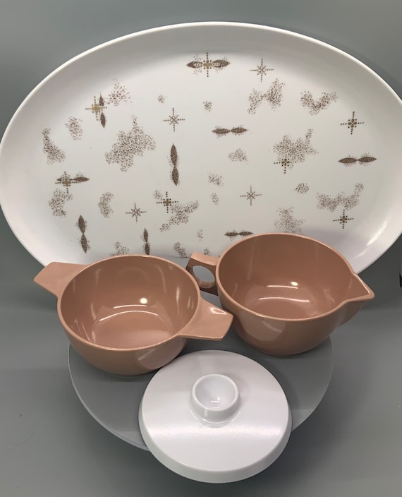 Vintage Melmac Dinnerware Set Atomic Starburst Mid Century