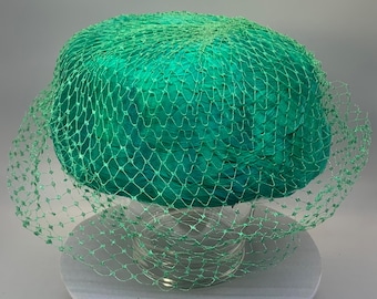 Vintage Michael Howard Emerald Green Wool Pillbox Hat W  display picture 2