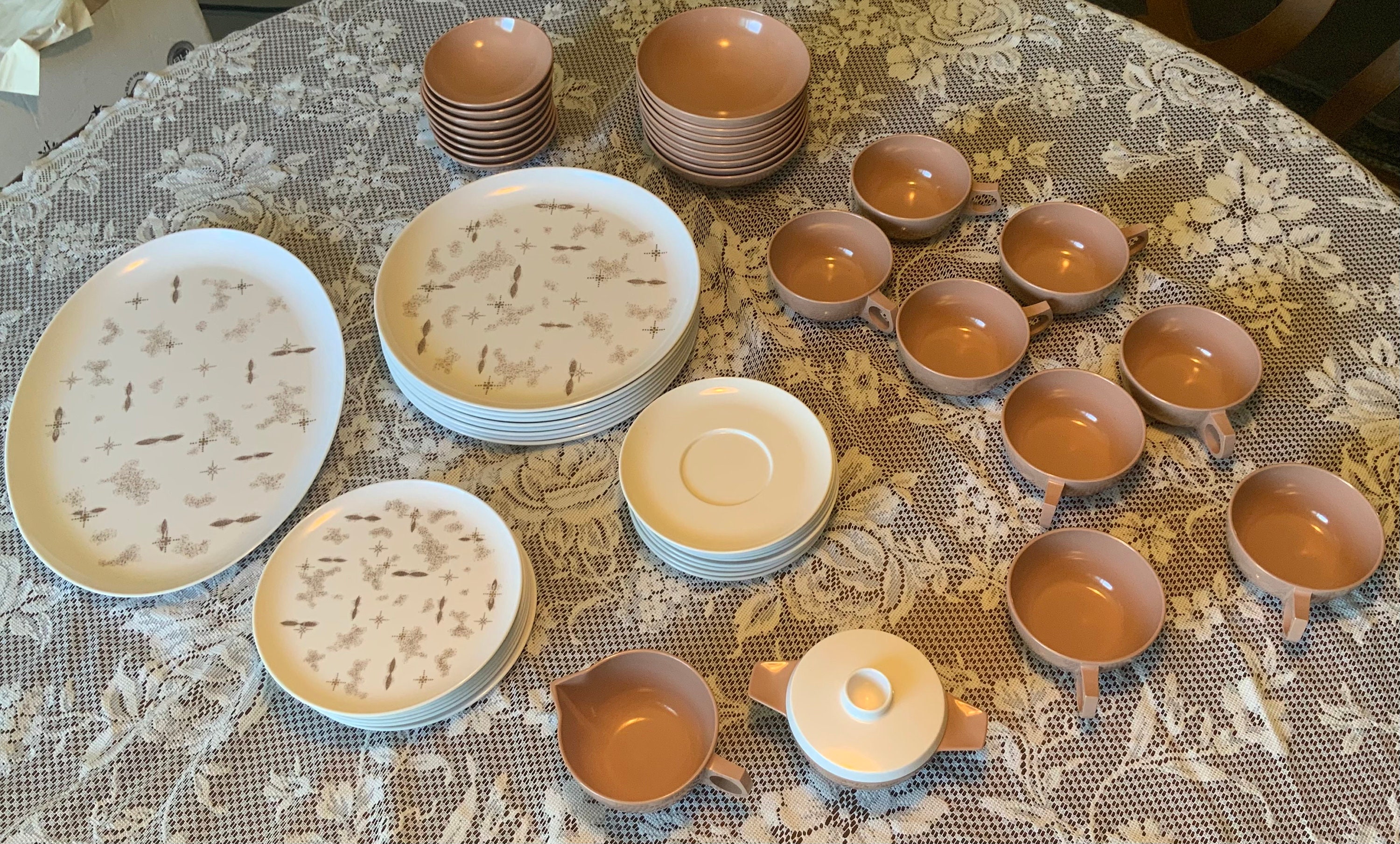 Vintage Melmac Dinnerware Set Atomic Starburst Mid Century
